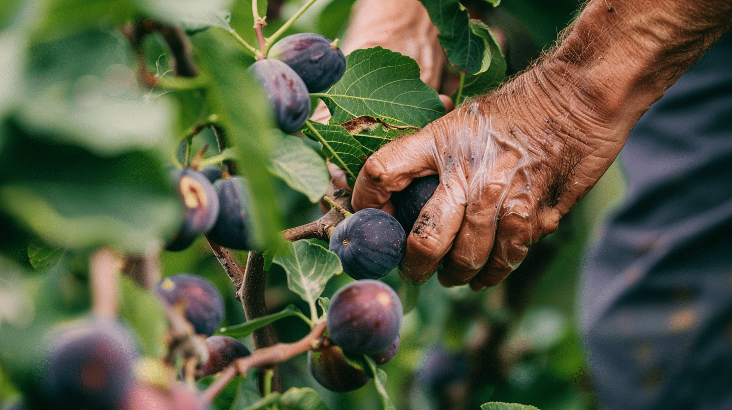 Jardinier qui ramasse des figues