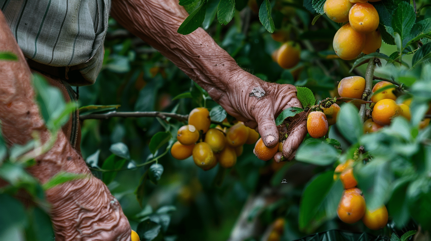 Jardinier qui cultive des mirabelles